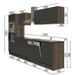 Yorki konyhabútor Yorki tölgy korpusszal, selyemfényű antracit fronttal 280 cm-es méretben - Image 32