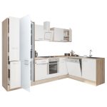 Yorki 310 sarok konyhabútor sonoma tölgy korpusz,selyemfényű fehér front alsó sütős elemmel alulagyasztós hűtős szekrénnyel - Image 3