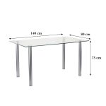 Berna 140 cm szögletes üveg étkezőasztal transparent - Image 3