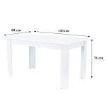 Yorki Standard étkezőasztal 140x80 cm fehér - Image 11