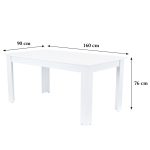 Yorki Standard étkezőasztal 160x90 cm fehér - Image 11