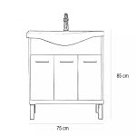 Nerva 75 cm-es bútorhoz alsószekrény, mosdóval, Rauna szil - Image 16