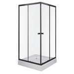 Olga SQ black szögletes zuhanykabin tálcával 80x80x196cm - fekete profil, víztiszta üveg