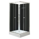 Fekete hátfalas szögletes 80x80/90x90 cm  zuhanykabin zuhanytálcával