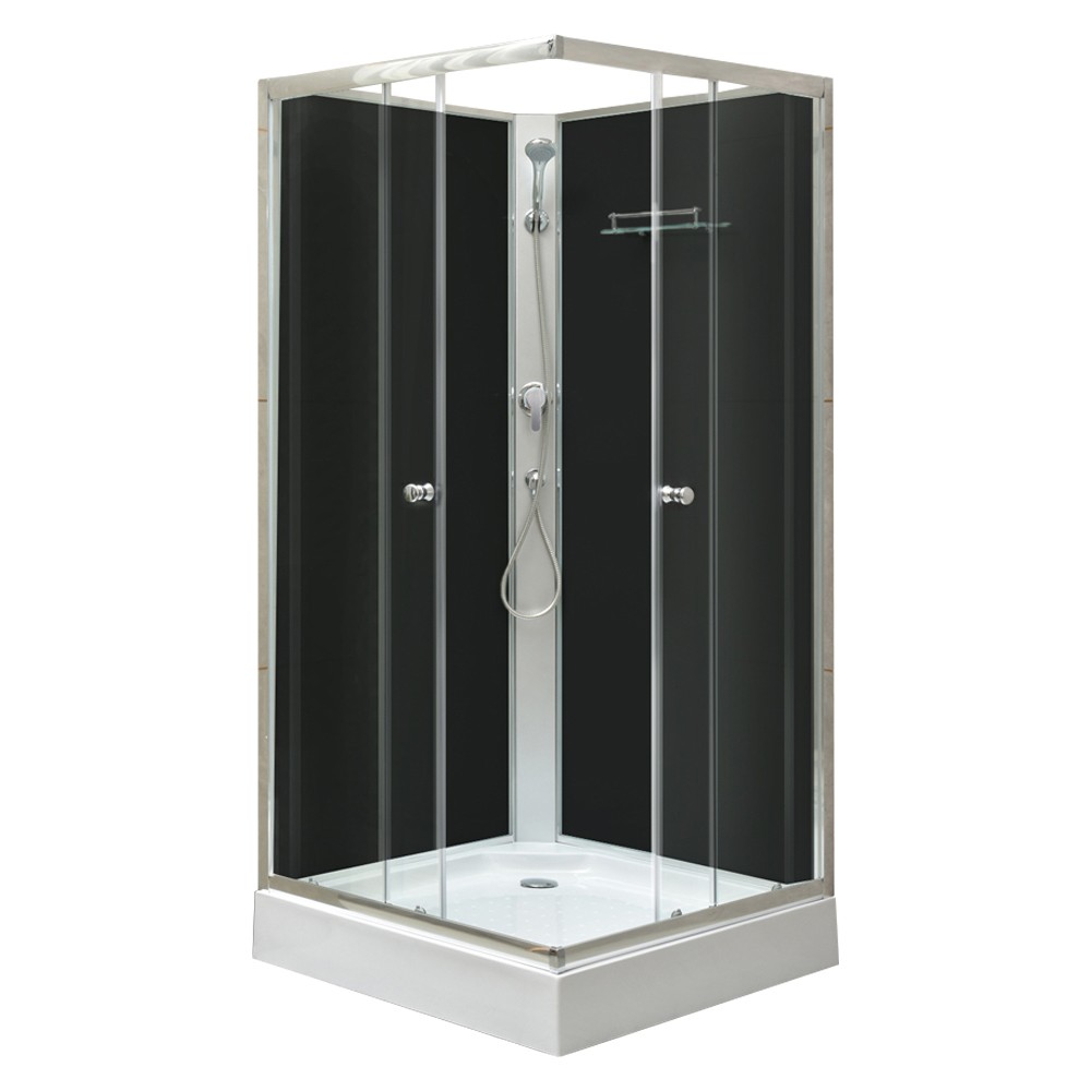 POLOBII-80-1 Fekete hátfalas szögletes 80x80/90x90 cm zuhanykabin zuhanytálcával - Image 1