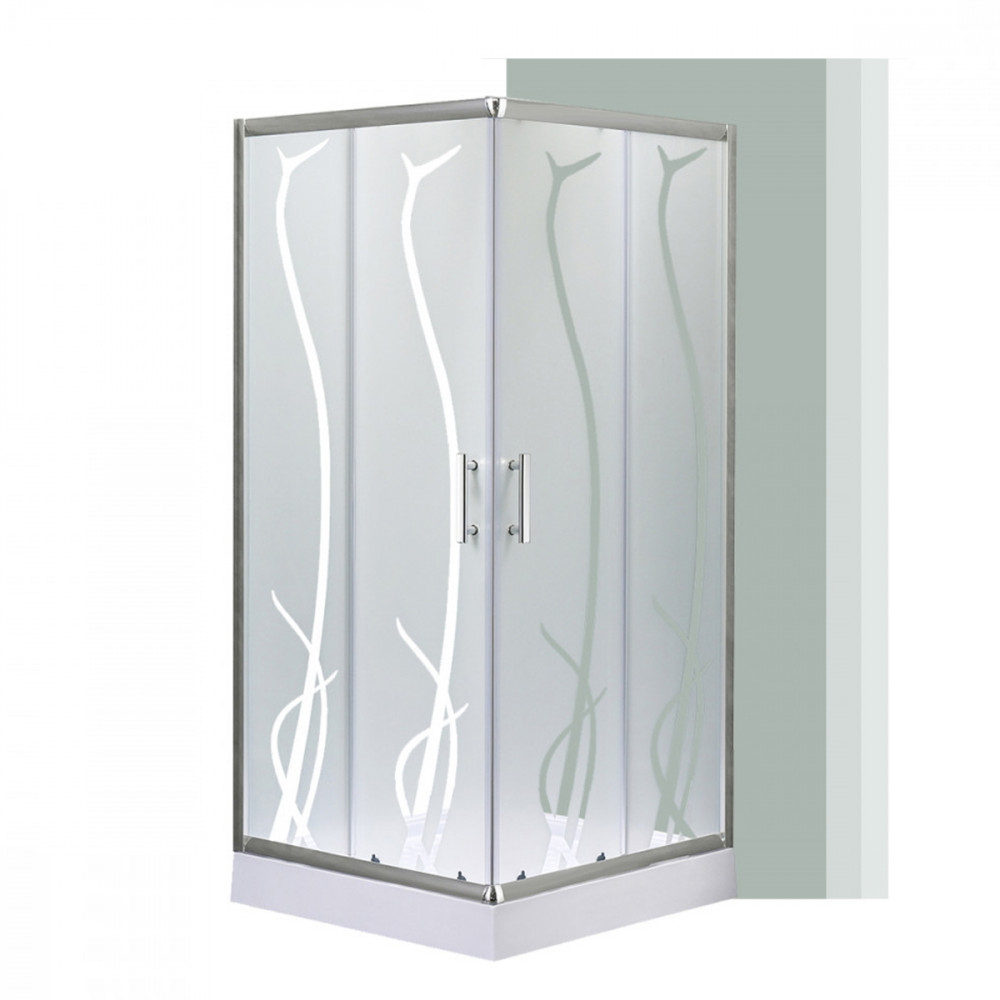 SB90A_AKSZ90ZT Spirit BAMBOO 90x90 szögletes zuhanykabin, erősített akril zuhanytálcával - Image 1