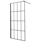 Techno 100 Walk-in zuhanykabin 100x200 cm, fekete profil, víztiszta üveg rácsmintával - Image 6