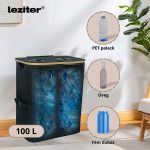 Szelektív palackgyűjtő két rekeszes 140l fehér - Image 5