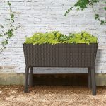 Splendor megemelt műanyag kerti virágláda 120l fonott rattan whiskey barna - Image 2