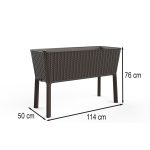 Splendor megemelt műanyag kerti virágláda 120l fonott rattan whiskey barna - Image 3