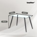 Lana 120 cm szögletes üveg étkezőasztal fekete - Image 3