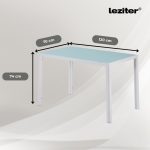Ezra 120 cm szögletes üveg étkezőasztal fehér - Image 3