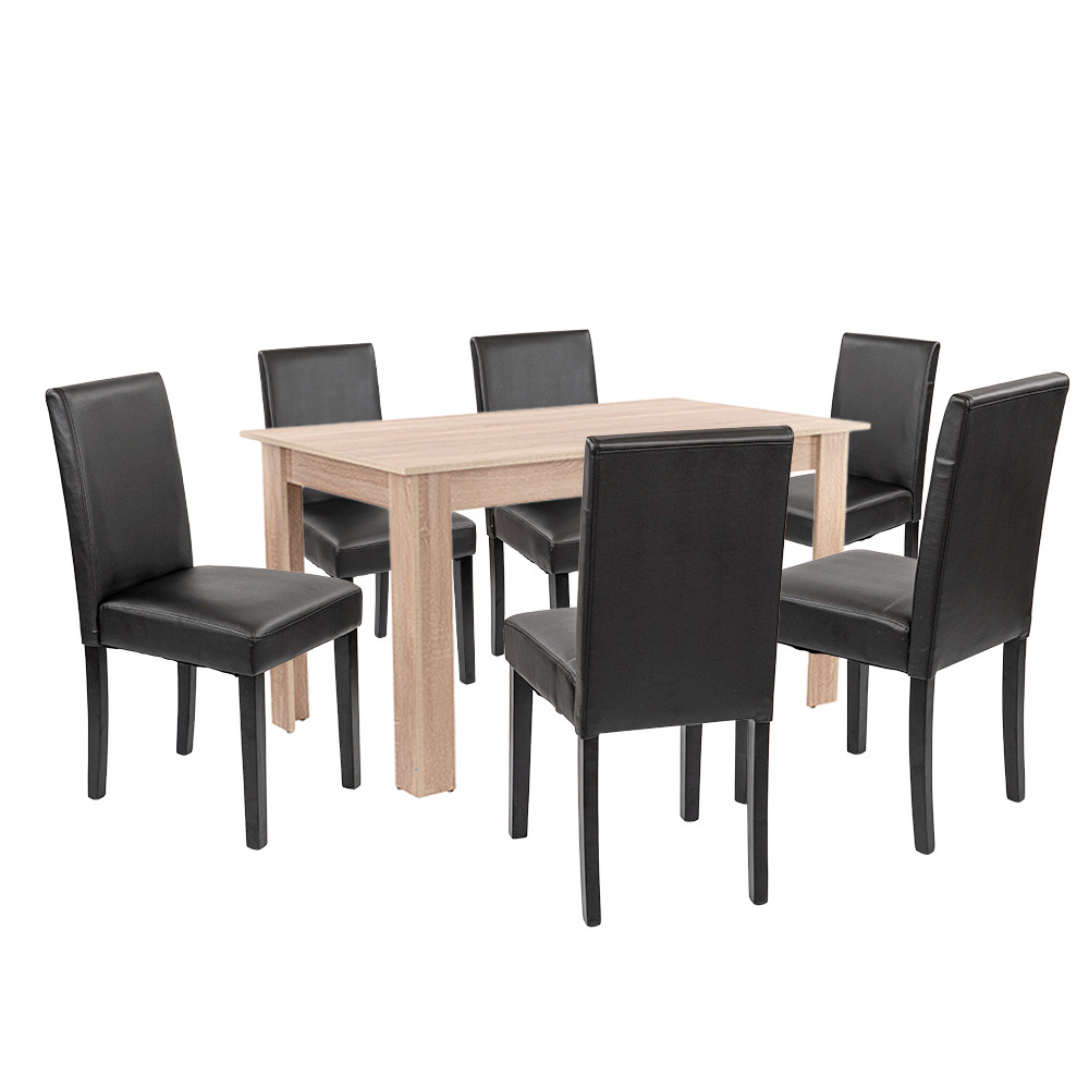 Leon 6+1 étkező garnitúra sonoma tölgy-fekete Leon 6+1 étkező garnitúra sonoma tölgy-fekete