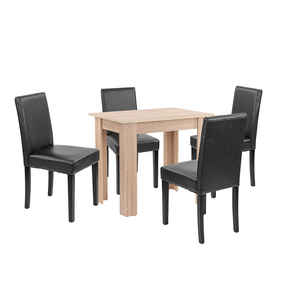 Leon 4+1 étkező garnitúra sonoma tölgy-fekete Leon 4+1 étkező garnitúra sonoma tölgy-fekete