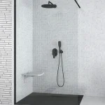 AVEO BLACK walk in zuhanyfal clear üveg 130x195