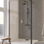 ECO-N BLACK walk in zuhanyfal clear üveg 110x195