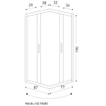Malibu SQ 90x80 szögletes zuhanykabin zuhanytálca nélkül - Image 2