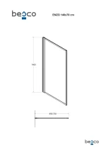 ENZO 1 részes kádparaván fekete keret, clear üveg 70x140 - Image 4