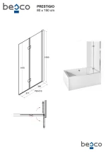 PRESTIGIO 2 részes kádparaván clear üveg 80x150 - Image 6