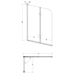 PRIME-2 2 részes kádparaván, clear üveg 90x140 - Image 6