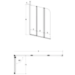 PRIME-3 3 részes kádparaván, clear üveg 120x140 - Image 6