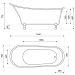 Antica szabadon álló kád fehér lábakkal és leeresztővel - Image 2