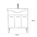 Nerva 75 cm-es bútorhoz alsószekrény, mosdóval, Rauna szil - Image 23