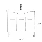 Nerva 85 cm-es bútorhoz alsószekrény, mosdóval, Rauna szil - Image 23