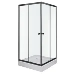 Olga SQ black szögletes zuhanykabin tálcával 80x80x196cm - fekete profil