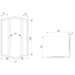 Olga SQ Element 80x90 fekete szögletes zuhanykabin tálca nélkül - Image 2